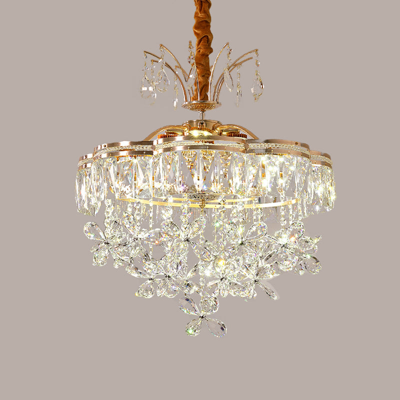 8 Lights Clear Crystal Ceiling Chandelier Modern Gold Flower Dining Room Pendant Light Kit Clearhalo 'Ceiling Lights' 'Chandeliers' 'Clear' 'Industrial' 'Modern Chandeliers' 'Modern' 'Tiffany' 'Traditional Chandeliers' Lighting' 801175