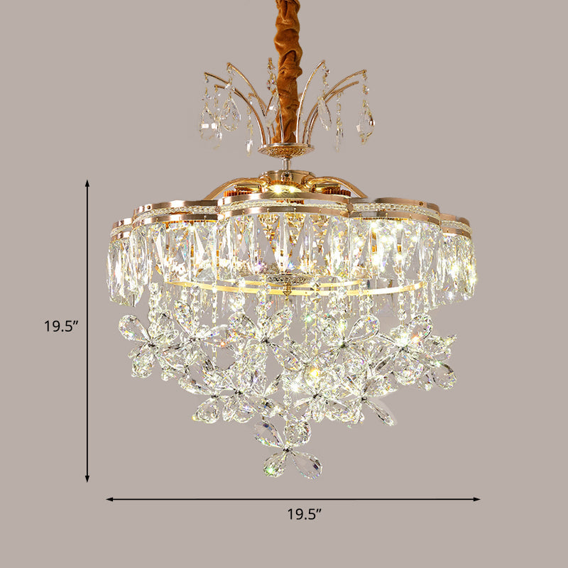 8 Lights Clear Crystal Ceiling Chandelier Modern Gold Flower Dining Room Pendant Light Kit Clearhalo 'Ceiling Lights' 'Chandeliers' 'Clear' 'Industrial' 'Modern Chandeliers' 'Modern' 'Tiffany' 'Traditional Chandeliers' Lighting' 801176