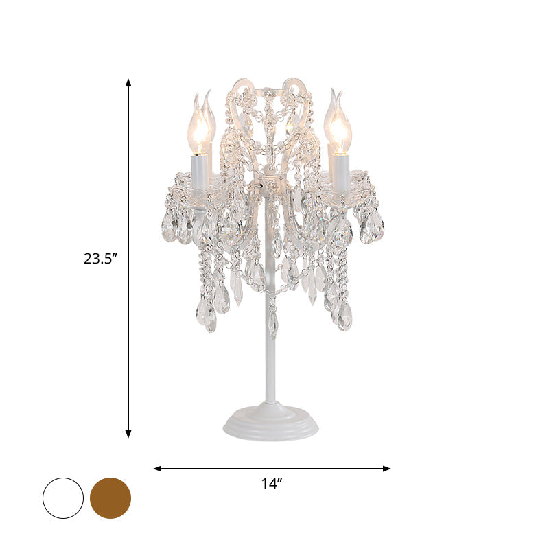 Clear Crystal White/Gold Table Lighting Bent Arm 2-Lights Rural Style Night Light for Living Room Clearhalo 'Lamps' 'Table Lamps' Lighting' 801926