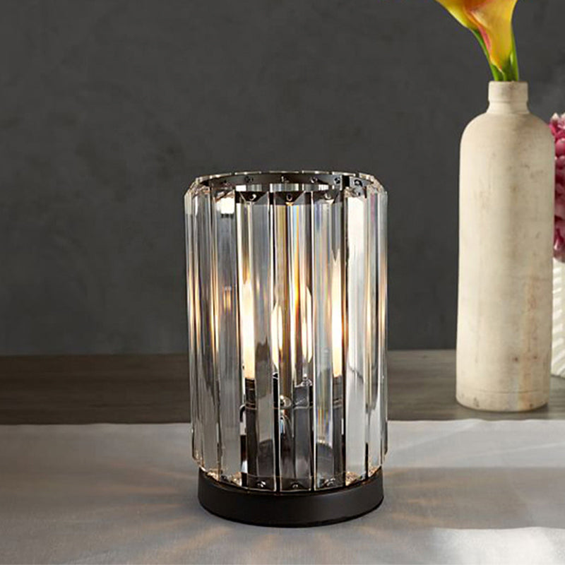 Crystal Living Room Night Table Light Minimalist Faceted Crystal 1 Head Black Dimmable Nightstand Lighting Clearhalo 'Lamps' 'Table Lamps' Lighting' 801961