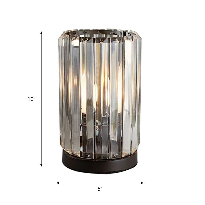 Crystal Living Room Night Table Light Minimalist Faceted Crystal 1 Head Black Dimmable Nightstand Lighting Clearhalo 'Lamps' 'Table Lamps' Lighting' 801963