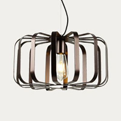 Cylinder Metal Hanging Lamp Industrial 1 Light Dining Room Pendant Light with Wire Frame in Bronze, 6