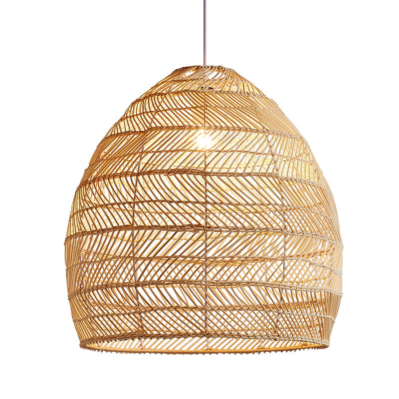 Bamboo Cloche Hanging Light Kit Tropical 1 Head 14