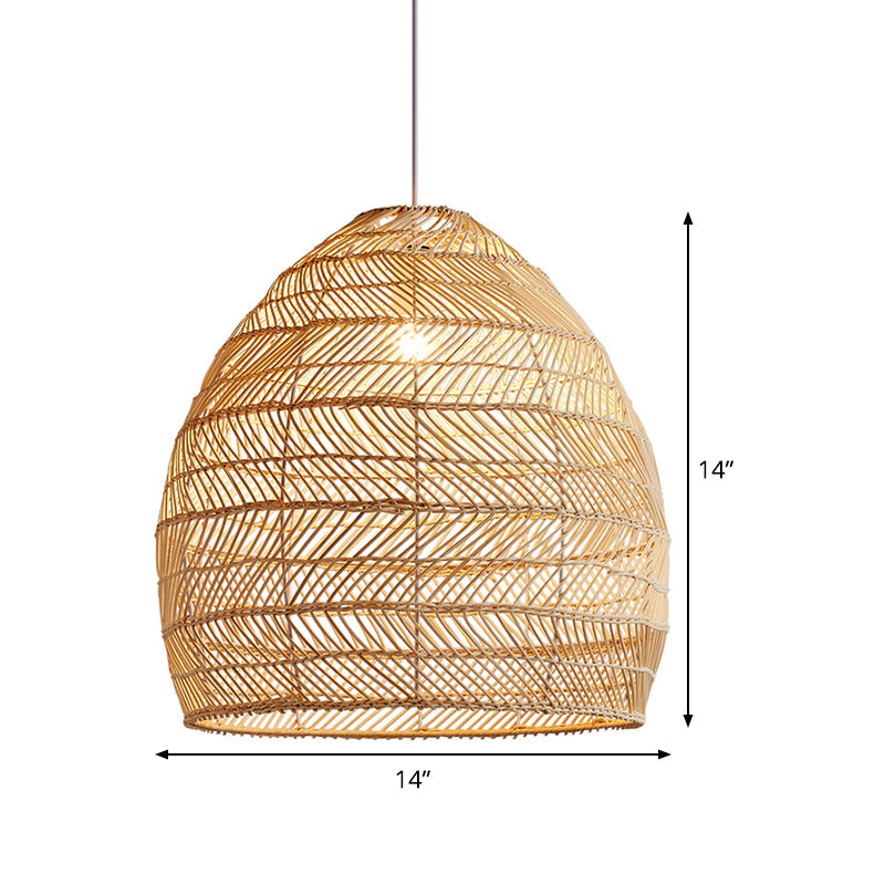 Bamboo Cloche Hanging Light Kit Tropical 1 Head 14