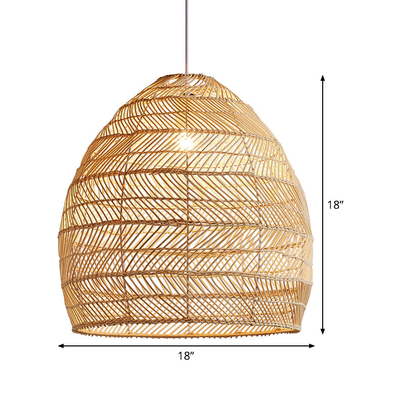 Bamboo Cloche Hanging Light Kit Tropical 1 Head 14