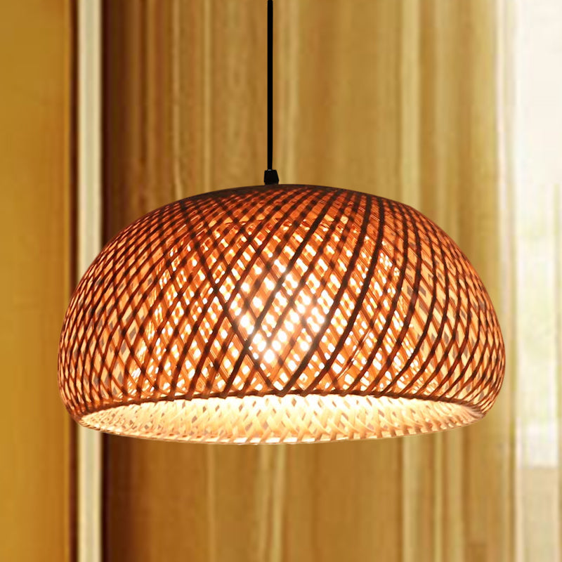 Dual Dome Shade Bamboo Hanging Light Asia 12