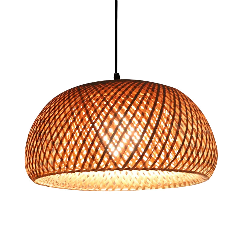 Dual Dome Shade Bamboo Hanging Light Asia 12