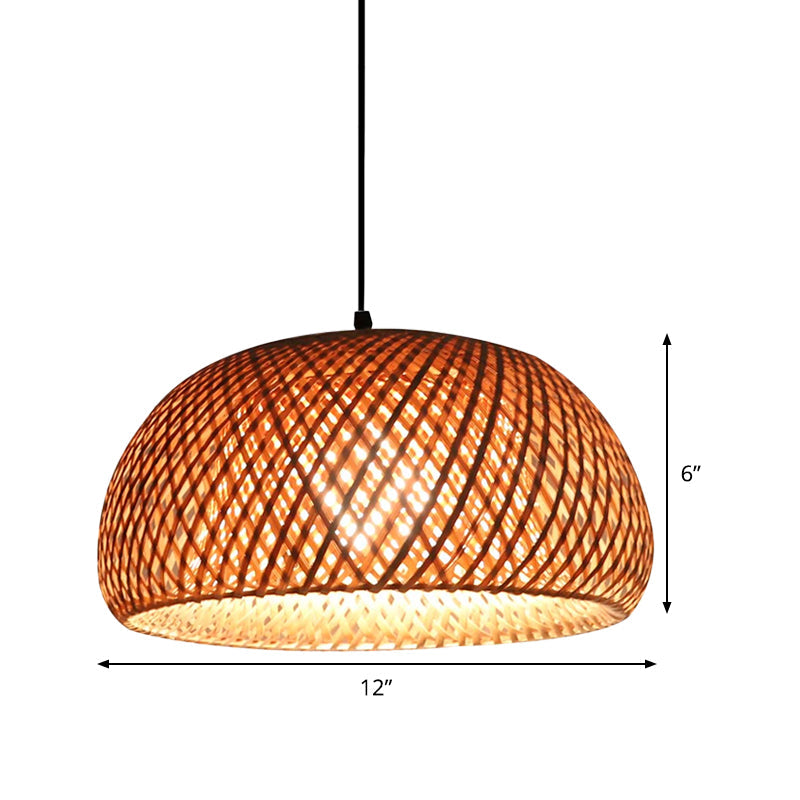 Dual Dome Shade Bamboo Hanging Light Asia 12