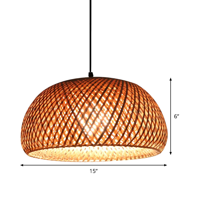 Dual Dome Shade Bamboo Hanging Light Asia 12