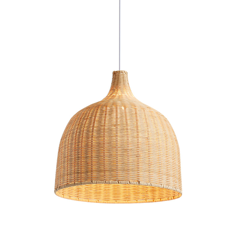 Beige Bowl Ceiling Pendant Lamp Asian 1 Light 11