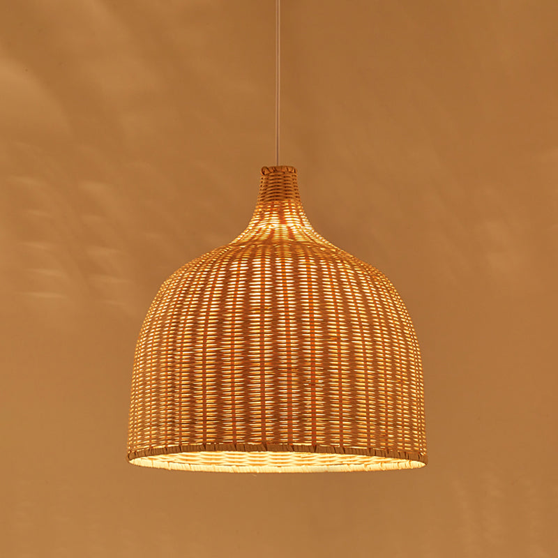 Beige Bowl Ceiling Pendant Lamp Asian 1 Light 11