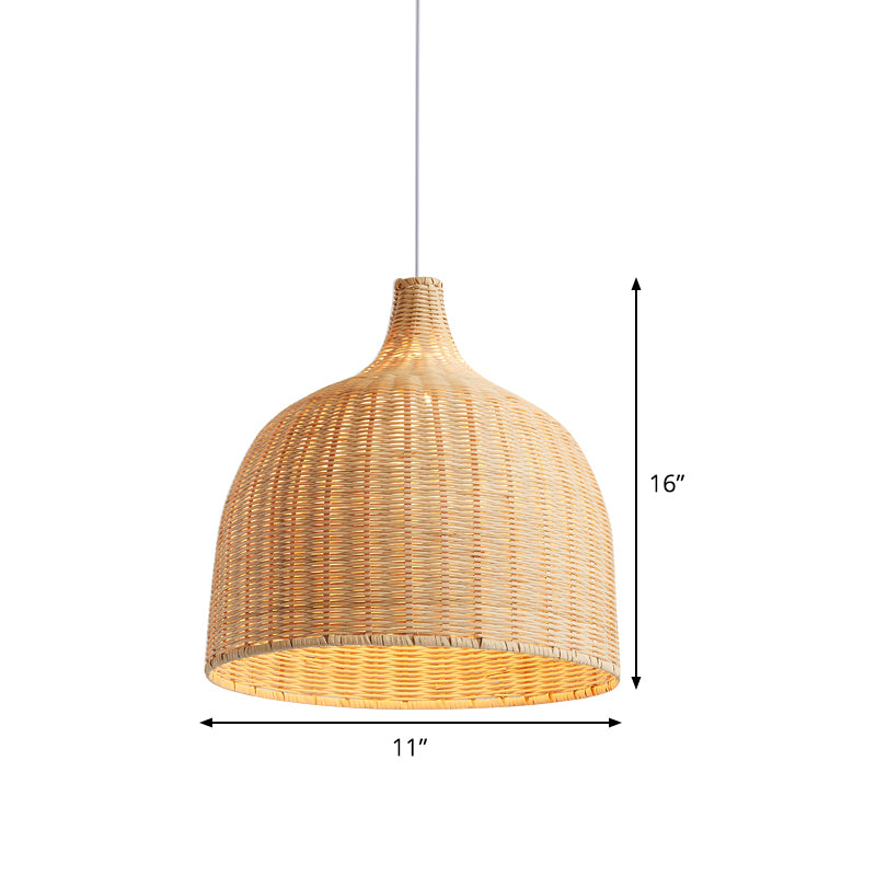 Beige Bowl Ceiling Pendant Lamp Asian 1 Light 11