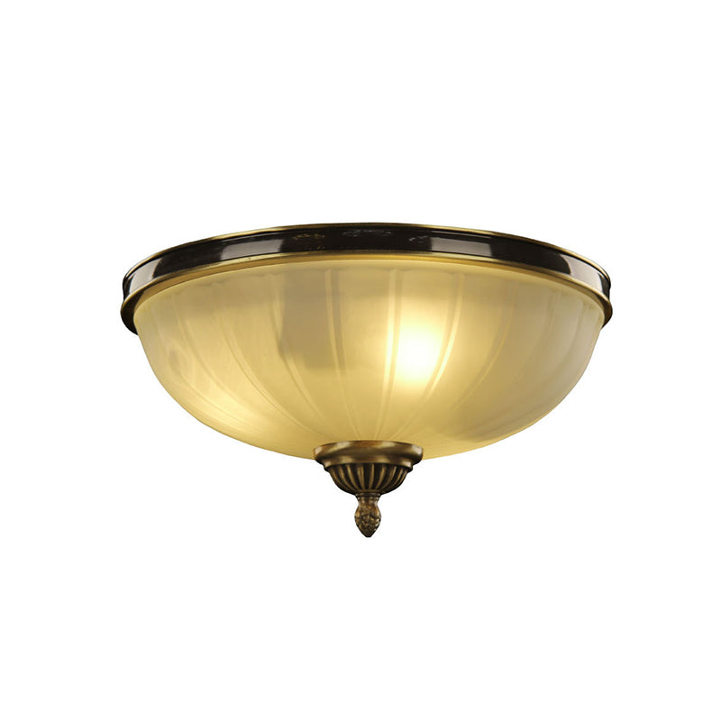 2 Lights Prismatic Glass Flushmount Traditionalism Black and Gold Dome Foyer Ceiling Light Clearhalo 'Ceiling Lights' 'Close To Ceiling Lights' 'Close to ceiling' 'Flush mount' Lighting' 808487