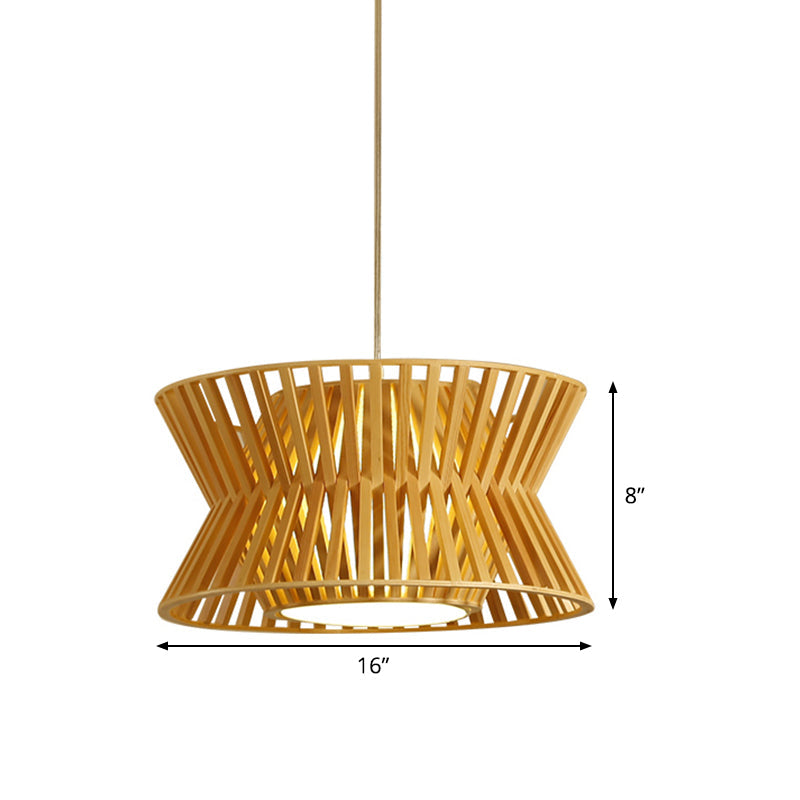 Curvaceous Wood Pendant Light Asian 1-Light 16