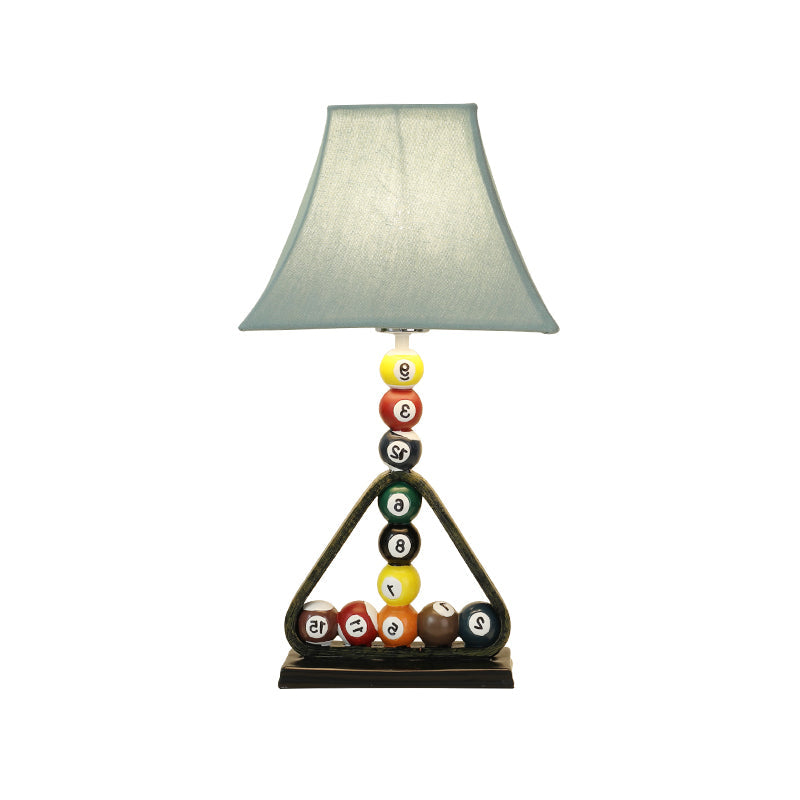 Blue Flared Study Lighting Kids 1-Light Fabric Reading Book Light with Billiard Ball Decor Clearhalo 'Lamps' 'Table Lamps' Lighting' 809692