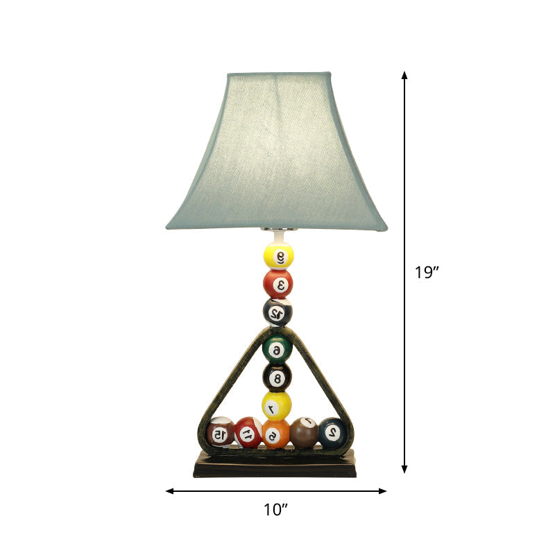 Blue Flared Study Lighting Kids 1-Light Fabric Reading Book Light with Billiard Ball Decor Clearhalo 'Lamps' 'Table Lamps' Lighting' 809693