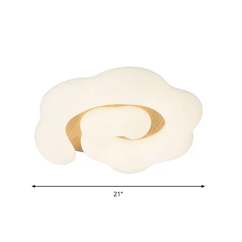 Wood Cloud Ceiling Light Fixture Nordic LED Plastic Flush Mount Lighting for Children Bedroom Clearhalo 'Ceiling Lights' 'Close To Ceiling Lights' 'Close to ceiling' 'Flush mount' Lighting' 810350