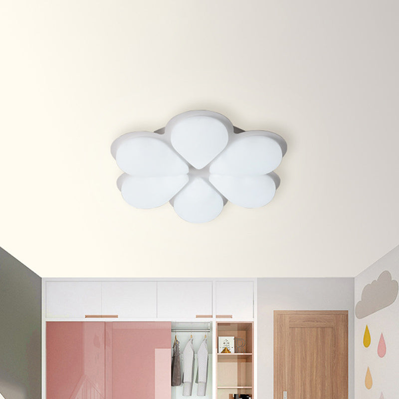 Plastic Petal Flush Ceiling Light Kids LED Flush Mount Lighting Fixture in Grey/White/Coffee for Bedroom Clearhalo 'Ceiling Lights' 'Close To Ceiling Lights' 'Close to ceiling' 'Flush mount' Lighting' 810369