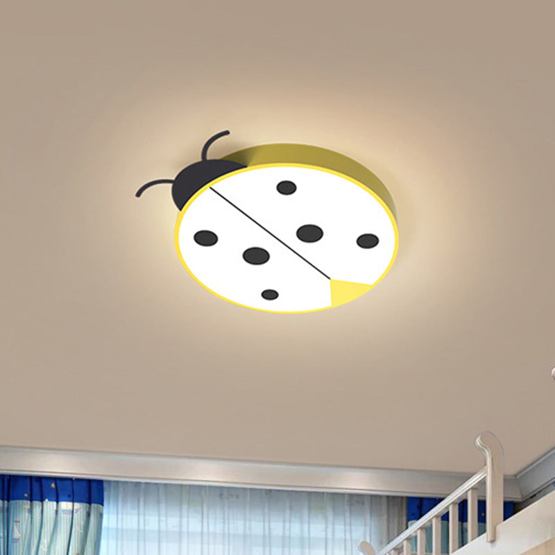 Ladybug Flush Mount Light Fixture Cartoon Acrylic Rose Red/Yellow LED Flushmount Lighting for Children Bedroom Yellow Clearhalo 'Ceiling Lights' 'Close To Ceiling Lights' 'Close to ceiling' 'Flush mount' Lighting' 810427