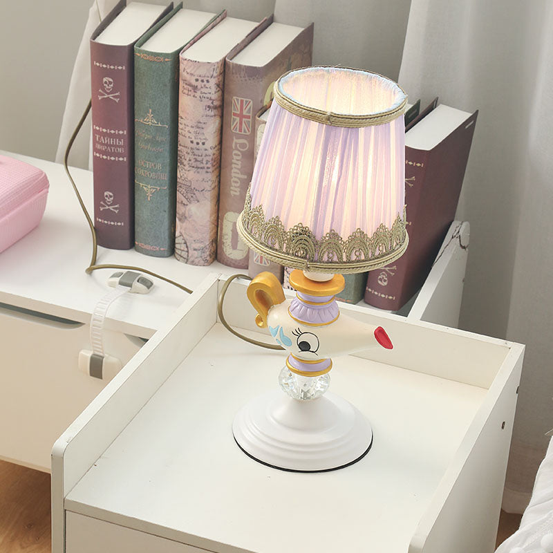 Contemporary Teapot Resin Reading Lamp 1 Light White Task Lighting for Bedside with Barrel Shade Clearhalo 'Lamps' 'Table Lamps' Lighting' 810516