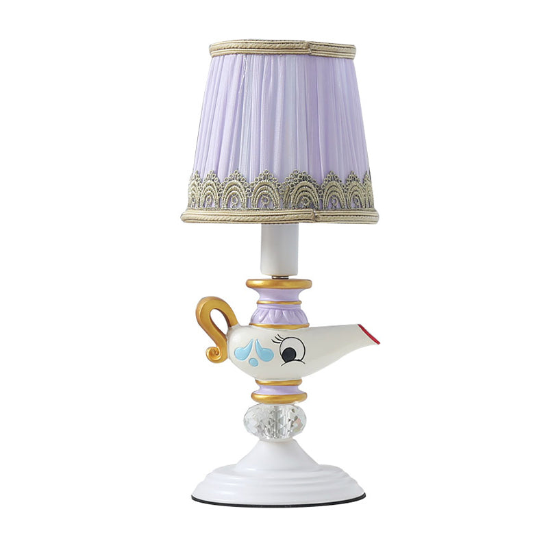 Contemporary Teapot Resin Reading Lamp 1 Light White Task Lighting for Bedside with Barrel Shade Clearhalo 'Lamps' 'Table Lamps' Lighting' 810517