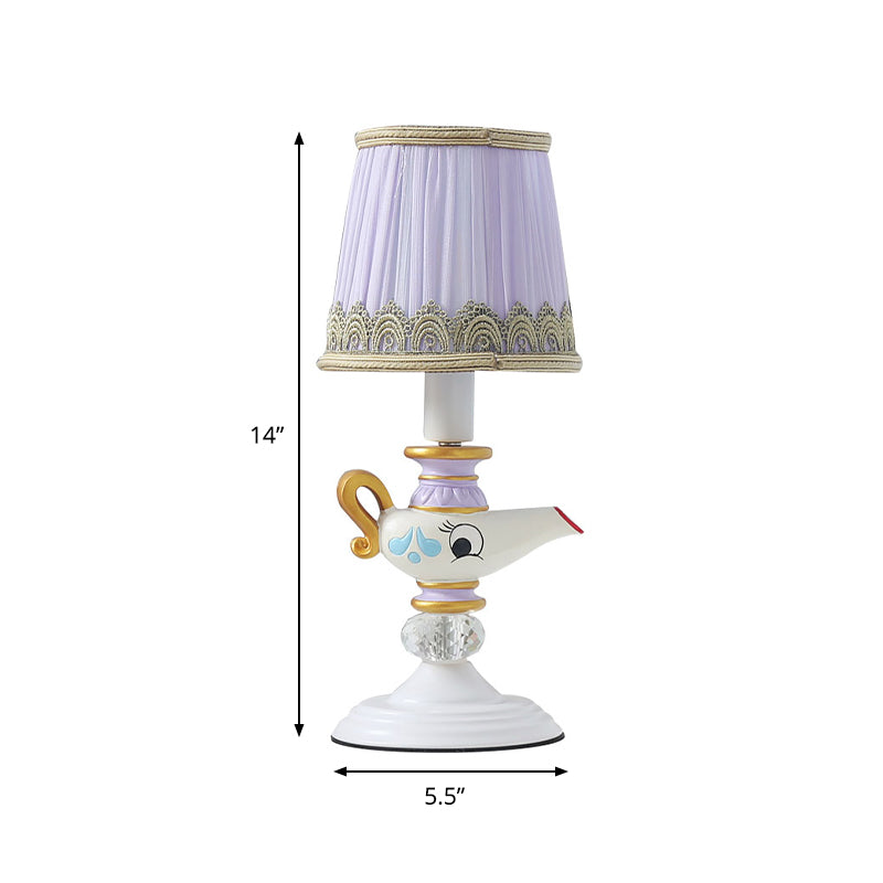 Contemporary Teapot Resin Reading Lamp 1 Light White Task Lighting for Bedside with Barrel Shade Clearhalo 'Lamps' 'Table Lamps' Lighting' 810518