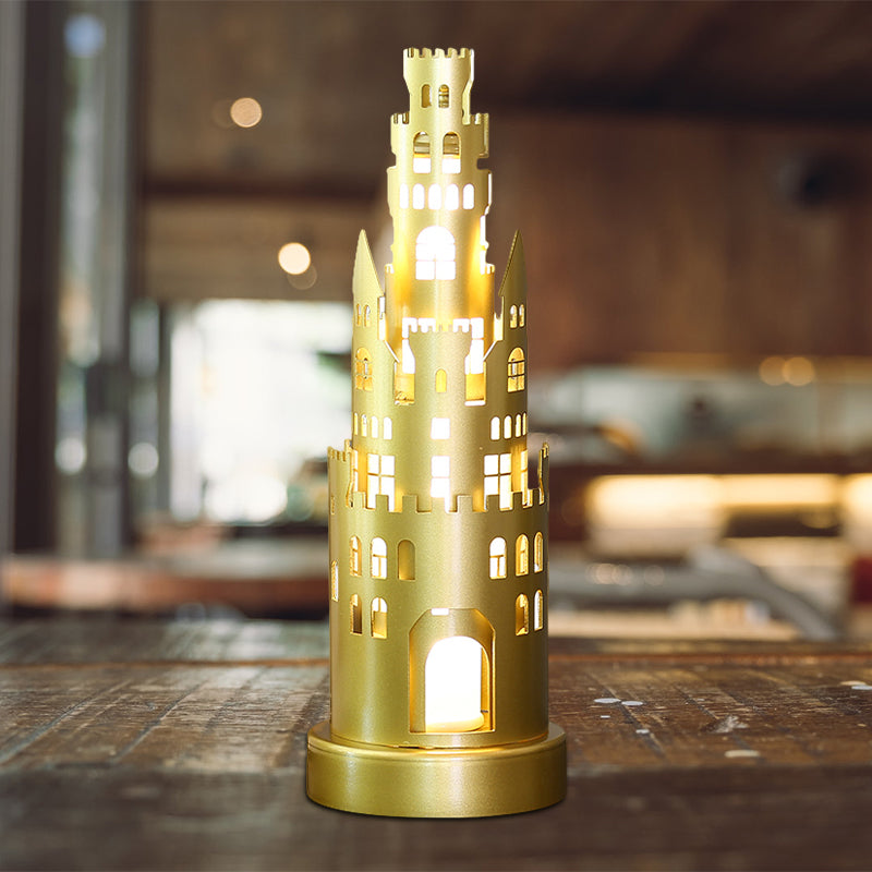 Metal Castle-Shape Small Desk Lamp Kids Led Gold Reading Light for Study Room in Warm/White Light Gold Clearhalo 'Lamps' 'Table Lamps' Lighting' 810531