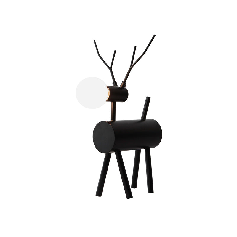 Deer Bedroom Table Light Metal 1 Bulb Creative Nightstand Lamp in Black with Plug In Cord Clearhalo 'Lamps' 'Table Lamps' Lighting' 810751
