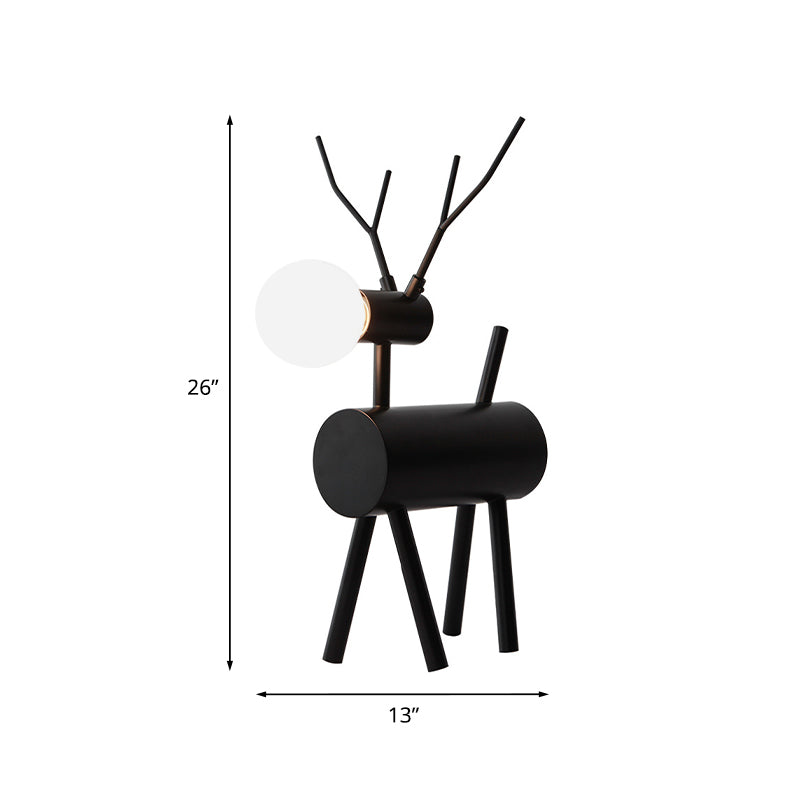 Deer Bedroom Table Light Metal 1 Bulb Creative Nightstand Lamp in Black with Plug In Cord Clearhalo 'Lamps' 'Table Lamps' Lighting' 810752
