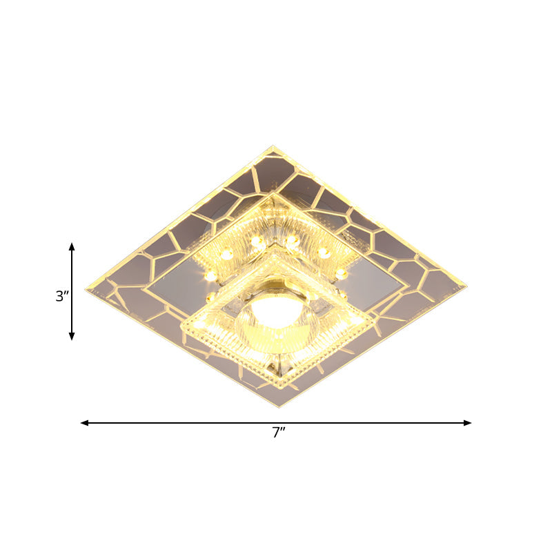 White Square Flushmount Ceiling Fixture Modernism Clear Prism Crystal LED Corridor Flush Light Clearhalo 'Ceiling Lights' 'Close To Ceiling Lights' 'Close to ceiling' 'Flush mount' Lighting' 812157