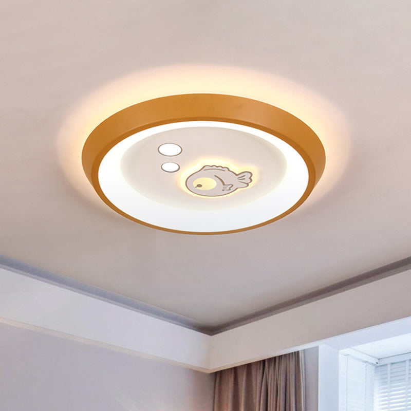 Ultrathin Ceiling Flush Light Cartoon Acrylic Kids Bedroom LED Flush Mounted Lamp in White with Flower/Moon/Fish Pattern White Fish Clearhalo 'Ceiling Lights' 'Close To Ceiling Lights' 'Close to ceiling' 'Flush mount' Lighting' 812829
