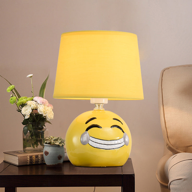 Cartoon 1 Head Desk Lamp with Porcelain White/Yellow Smile/Star/Plant Reading Book Light for Study Room Yellow Smile Clearhalo 'Lamps' 'Table Lamps' Lighting' 813429