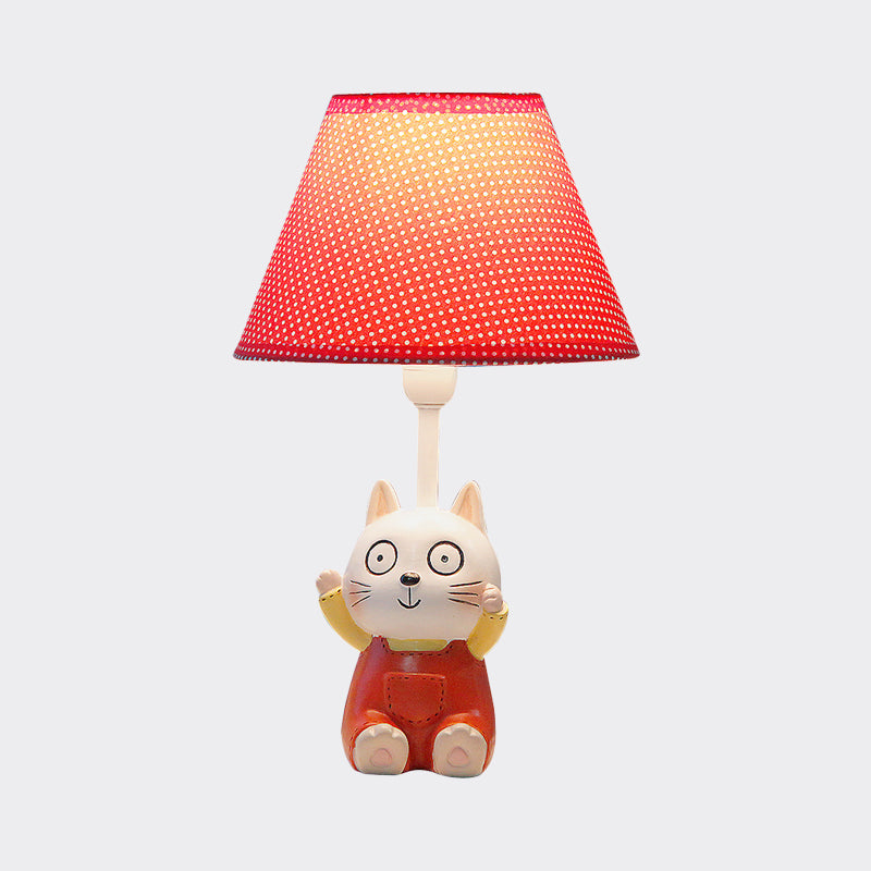 Cat Study Room Reading Lamp Resin 1 Head Cartoon Task Lighting in Red/Blue with Letter/Spots Shade Clearhalo 'Lamps' 'Table Lamps' Lighting' 813465
