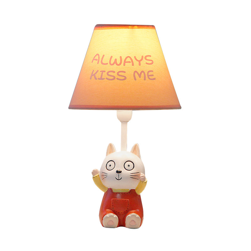 Cat Study Room Reading Lamp Resin 1 Head Cartoon Task Lighting in Red/Blue with Letter/Spots Shade Clearhalo 'Lamps' 'Table Lamps' Lighting' 813469