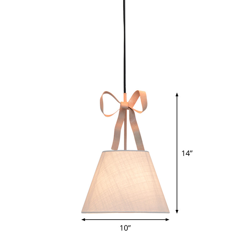 1 Head Bedroom Hanging Lamp Kit Modern Pink Pendant Light Whit Cone Fabric Shade Clearhalo 'Ceiling Lights' 'Pendant Lights' 'Pendants' Lighting' 813672