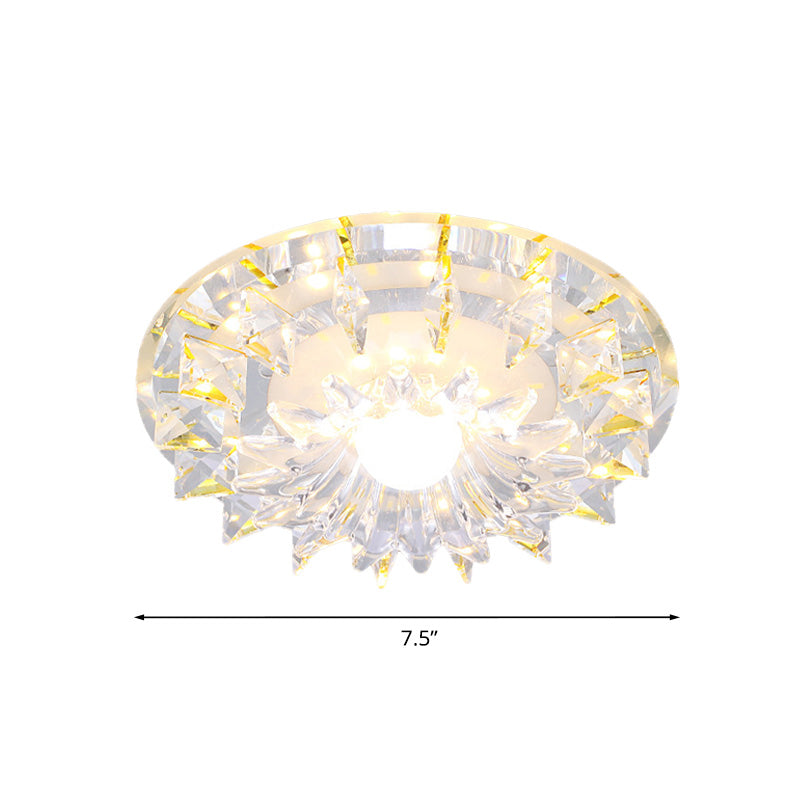 LED Flush Mount Minimalist Corridor Ceiling Light Fixture with Floral Clear Crystal Shade in Warm/White/Multi Color Light Clearhalo 'Ceiling Lights' 'Close To Ceiling Lights' 'Close to ceiling' 'Flush mount' Lighting' 814066