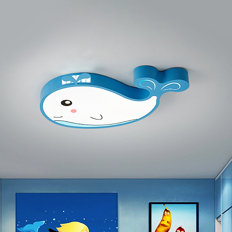 Whale Kids Room Ceiling Flush Mount Acrylic Cartoon LED Flush Mount Lighting Fixture in Blue/White/Pink Blue Clearhalo 'Ceiling Lights' 'Close To Ceiling Lights' 'Close to ceiling' 'Flush mount' Lighting' 814263