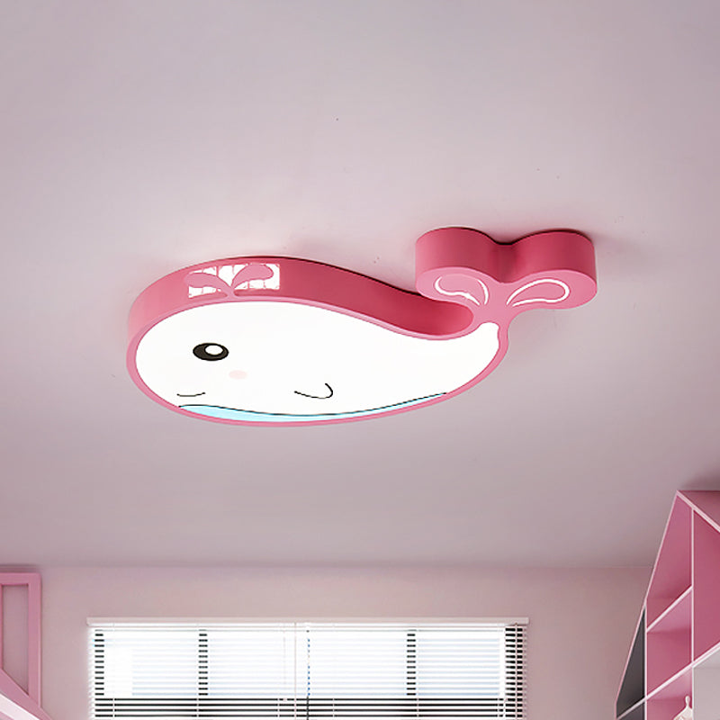 Whale Kids Room Ceiling Flush Mount Acrylic Cartoon LED Flush Mount Lighting Fixture in Blue/White/Pink Clearhalo 'Ceiling Lights' 'Close To Ceiling Lights' 'Close to ceiling' 'Flush mount' Lighting' 814268