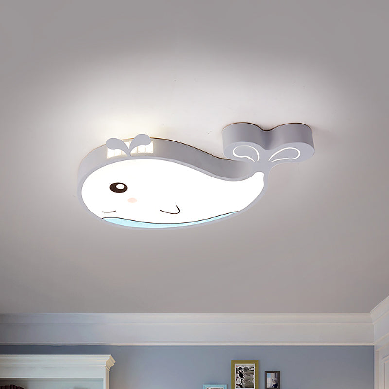 Whale Kids Room Ceiling Flush Mount Acrylic Cartoon LED Flush Mount Lighting Fixture in Blue/White/Pink Clearhalo 'Ceiling Lights' 'Close To Ceiling Lights' 'Close to ceiling' 'Flush mount' Lighting' 814272