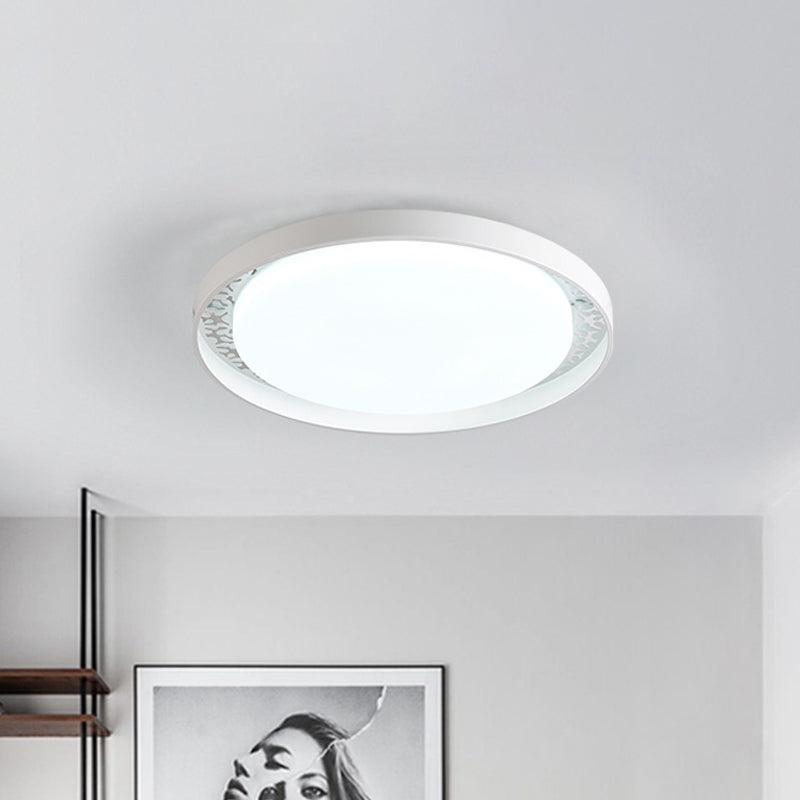 Minimalist Disc Thin Ceiling Flush Acrylic Children Bedroom LED Flush Mount Recessed Lighting in White/Green/Pink White Clearhalo 'Ceiling Lights' 'Close To Ceiling Lights' 'Close to ceiling' 'Flush mount' Lighting' 814369