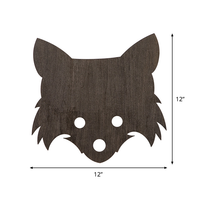 Wood Fox Wall Mount Lamp Kids Black LED Flush Wall Sconce in Warm/White Light for Bedroom Clearhalo 'Wall Lamps & Sconces' 'Wall Lights' Lighting' 814786