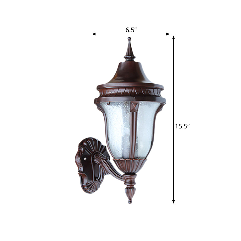 1 Bulb Clear Seedy Glass Wall Lamp Retro Rust Urn Shade Outdoor Wall Lighting Ideas Clearhalo 'Wall Lamps & Sconces' 'Wall Lights' Lighting' 814850