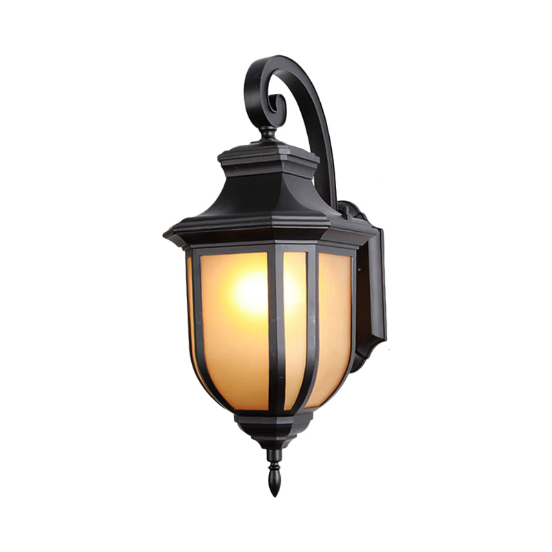 Tan Glass Black Wall Lamp Urn Shade 1-Light Traditional Style Wall Mount Light Fixture Clearhalo 'Wall Lamps & Sconces' 'Wall Lights' Lighting' 814986