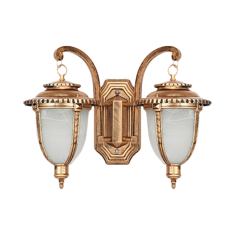 2 Lights Wall Mounted Lamp Classic Patio Sconce with Urn Frosted Glass Shade in Black/Bronze, Small/Large Clearhalo 'Wall Lamps & Sconces' 'Wall Lights' Lighting' 815039