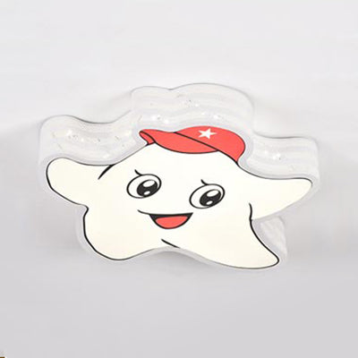 White Star Flush Mount Ceiling Light Cartoon Acrylic Ceiling Light Fixture for Kid Bedroom White A Clearhalo 'Ceiling Lights' 'Close To Ceiling Lights' 'Close to ceiling' 'Flush mount' Lighting' 81608