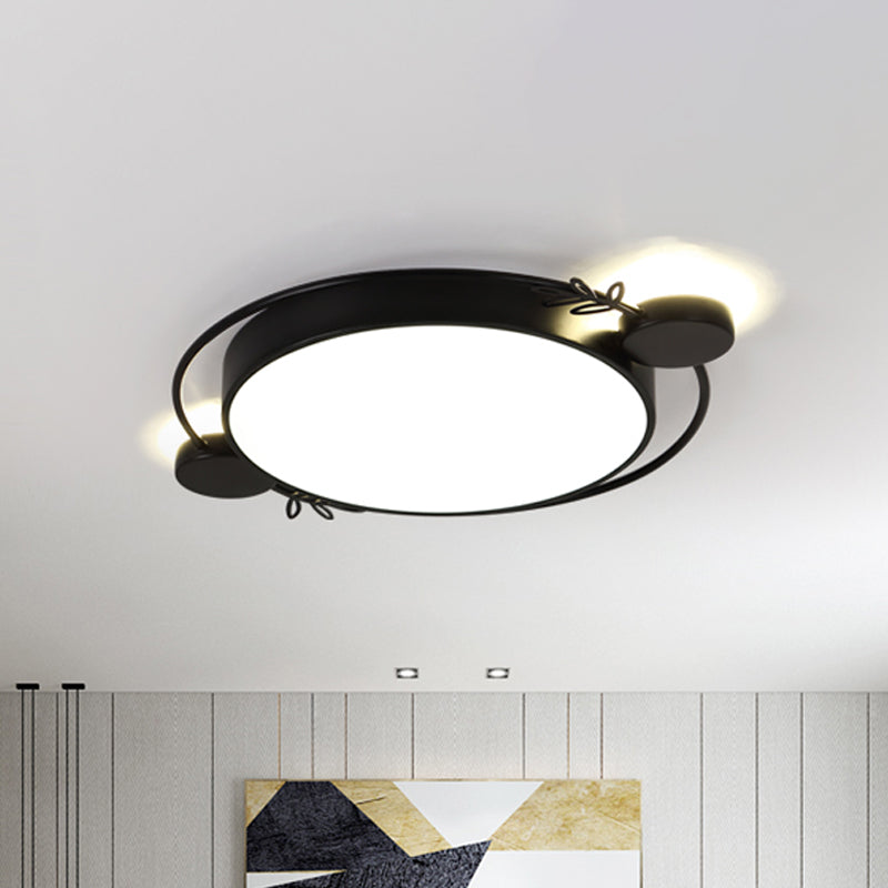Twig Detailing Round Iron Flush Mount Nordic Black/Grey/White LED Flush Mounted Ceiling Light Fixture Clearhalo 'Ceiling Lights' 'Close To Ceiling Lights' 'Close to ceiling' 'Flush mount' Lighting' 816607