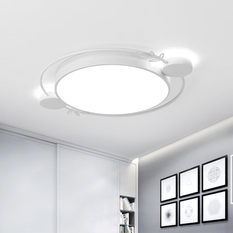 Twig Detailing Round Iron Flush Mount Nordic Black/Grey/White LED Flush Mounted Ceiling Light Fixture White Clearhalo 'Ceiling Lights' 'Close To Ceiling Lights' 'Close to ceiling' 'Flush mount' Lighting' 816613