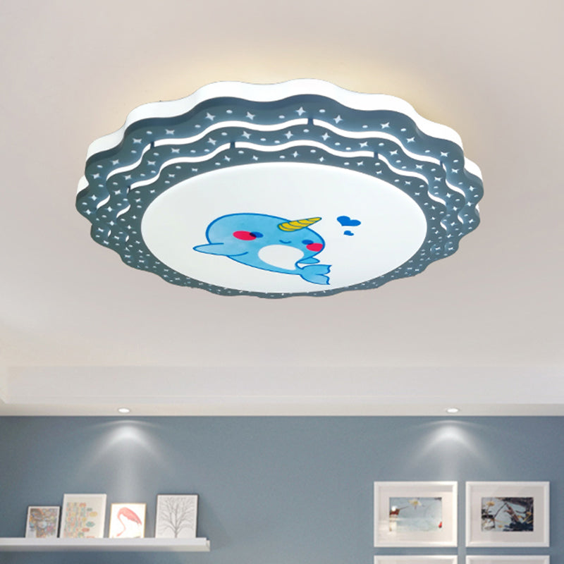 Tiered Ripple Flush Ceiling Light Cartoon Acrylic Bedroom LED Flush Mount Lamp in Pink/Blue/Grey-Yellow Blue Clearhalo 'Ceiling Lights' 'Close To Ceiling Lights' 'Close to ceiling' 'Flush mount' Lighting' 816906