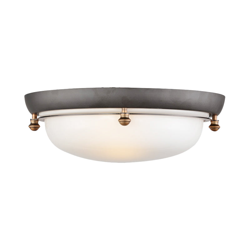 White Glass Dome Flush Light Country 3 Bulbs Bedroom Flush Mount Recessed Lighting Clearhalo 'Ceiling Lights' 'Close To Ceiling Lights' 'Close to ceiling' 'Flush mount' Lighting' 816912