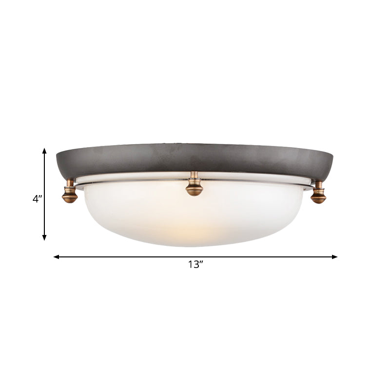 White Glass Dome Flush Light Country 3 Bulbs Bedroom Flush Mount Recessed Lighting Clearhalo 'Ceiling Lights' 'Close To Ceiling Lights' 'Close to ceiling' 'Flush mount' Lighting' 816913